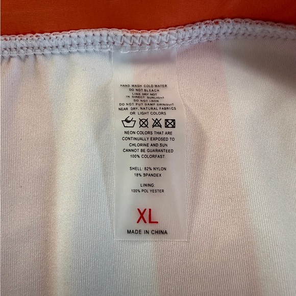 NWOT Women’s White Orange Stripes Two Piece Bathing Suit Size XL - Picture 7 of 17